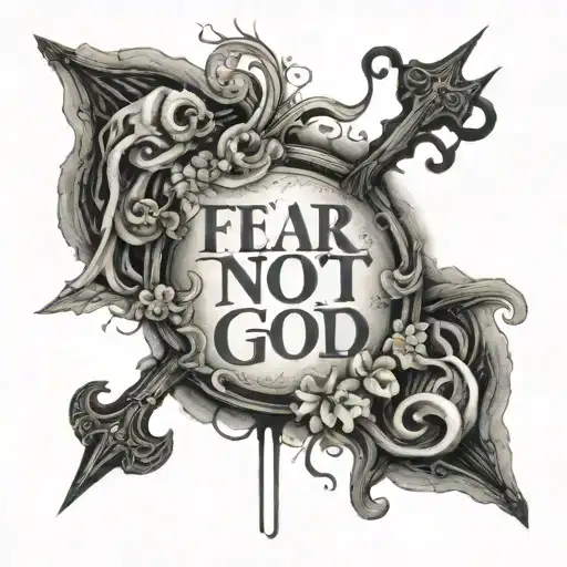 fear me not god words written tattoo design idea