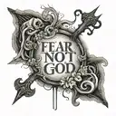 fear me not god words written tattoo design idea