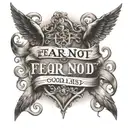fear me not god words written tattoo design idea
