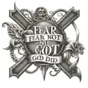 fear me not god words written tattoo design idea