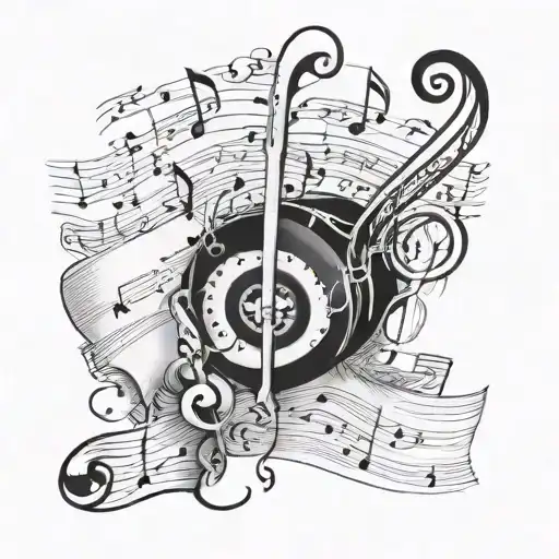 A tattoo of a music sheet with hidden dollar signs in the notes, blending the client's love for music and money tattoo design idea