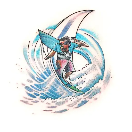 Hacking Surfing Philosophy tattoo design idea