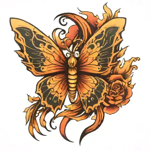 Phoenix butterfly tattoo design idea