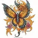 Phoenix butterfly tattoo design idea