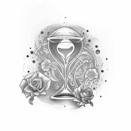 an hourglass tattoo. In the upper part, a life flows towards death, and in the lower part, a new life tattoo design idea