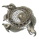 fishing net intertwined tattoo design idea