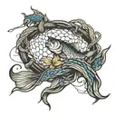 fishing net intertwined tattoo design idea