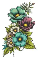 sweet pea flower gerber daisy heather bouquet tattoo tattoo design idea