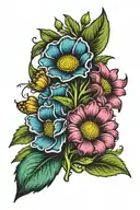 sweet pea flower gerber daisy heather bouquet tattoo tattoo design idea