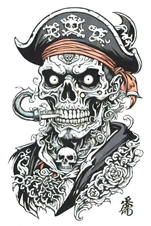 pirates and zombies tattoo design idea