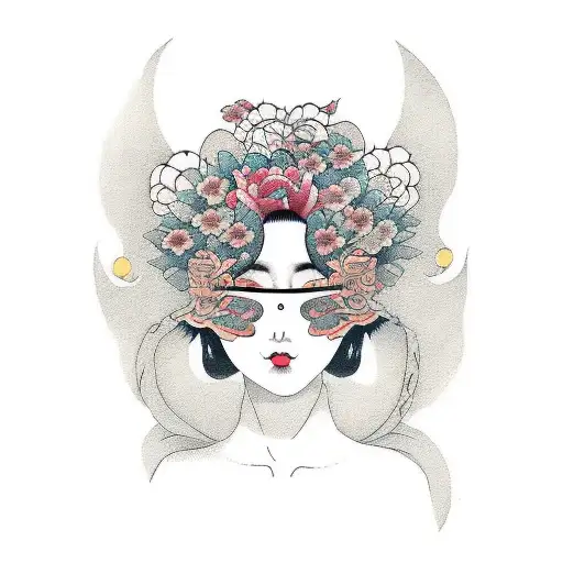 sad women with happy mask tattoo design idea