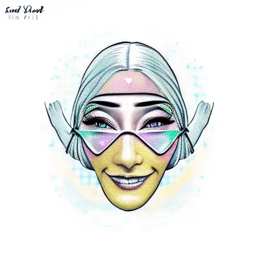 sad women with happy mask tattoo design idea