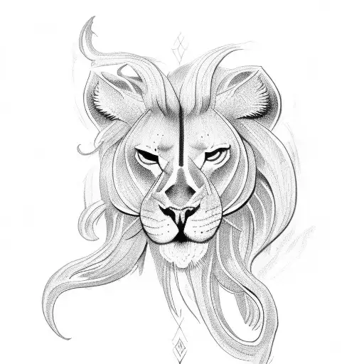Christian Cross lion head tattoo design idea