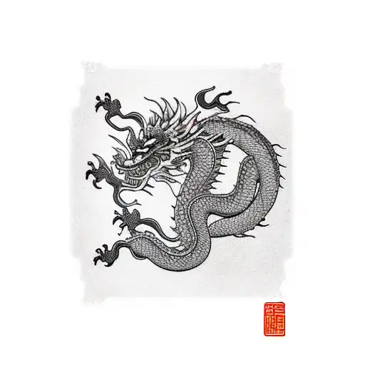 Chinese Tower With Chinese dragon tattoo design idea