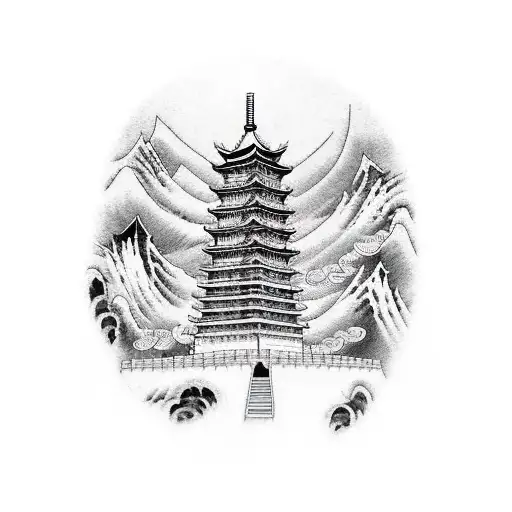 Chinese Tower  tattoo design idea