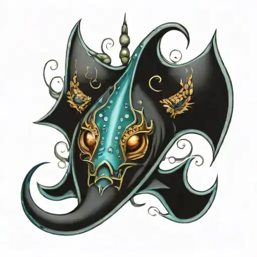 sting ray made up of different sea creature tattoo design idea