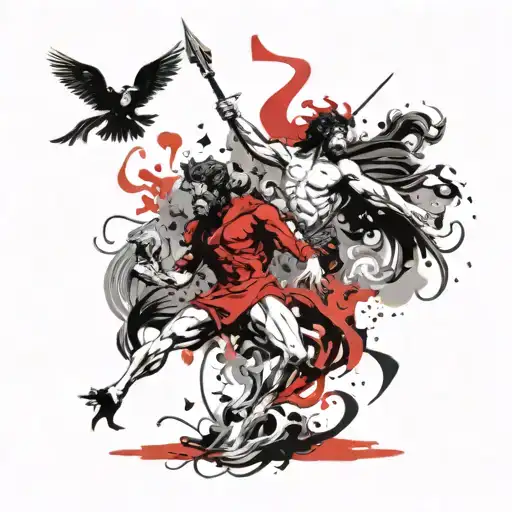 Zeus, hades and poseidon fighting each other tattoo design idea