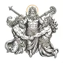 Zeus, hades and poseidon fighting each other tattoo design idea