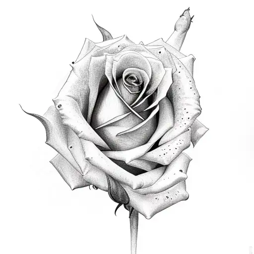rose stipple tattoo design idea