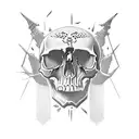 skull stipple shading tattoo design idea