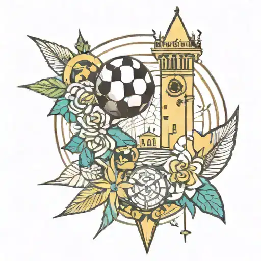 sindoni tower of maracay venezuela, a compass and a soccer ball tattoo design idea