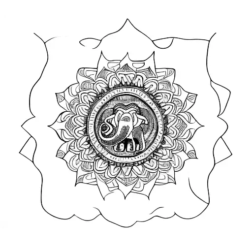 Combine a mandala design with an elephant silhouette tattoo design idea