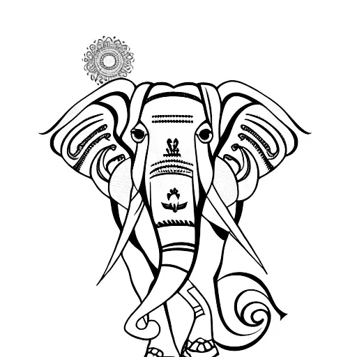silhouette of the side of an elephant with mandala inside tattoo design idea