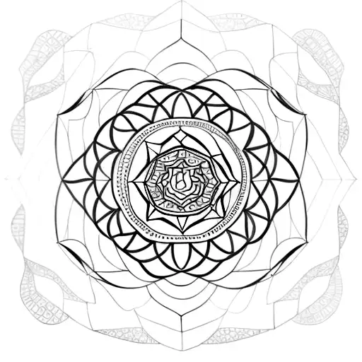 Develop a mandala design using geometric shapes and an elephant's silhouette tattoo design idea
