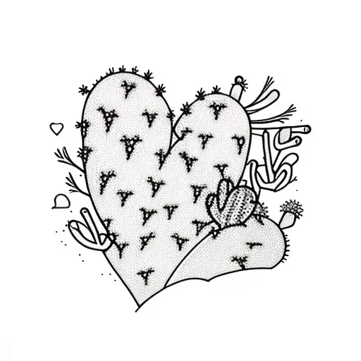 Heart oozing with love, flowers, cactus, pine trees, mountains tattoo design idea