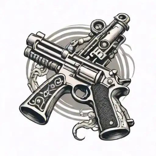 sheet music gun bullets spanner tattoo design idea