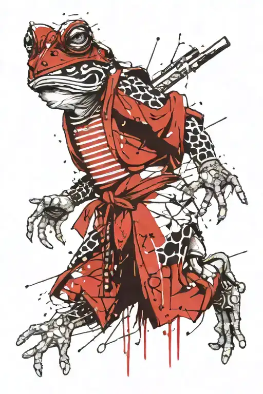 frog, japan, samurai warrior tattoo design idea