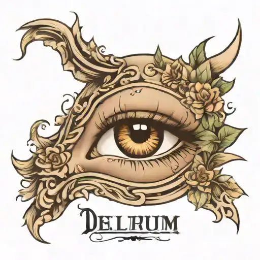 the inscription above the eyebrow "delirium" tattoo design idea