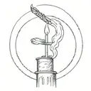 A still-smoking unlit match touching the top of another match lights the whole thing in a circle with just tattoo design idea