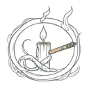A still-smoking unlit match touching the top of another match lights the whole thing in a circle with just tattoo design idea