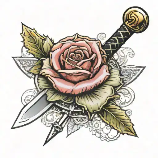 rose  claymore with a scabbard    tattoo design idea