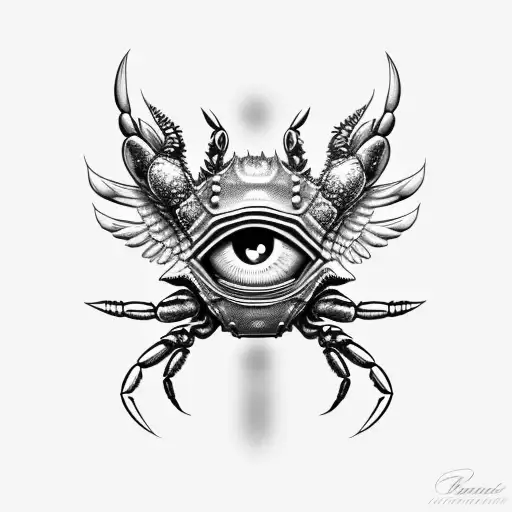 crab eye wings angel tattoo design idea