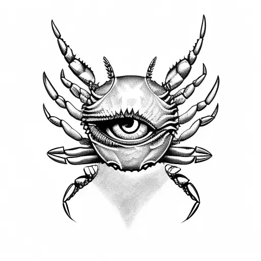 crab eye wings angel tattoo design idea