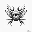 crab eye wings angel tattoo design idea