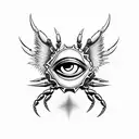 crab eye wings angel tattoo design idea