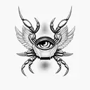 crab eye wings angel tattoo design idea
