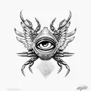 crab eye wings angel tattoo design idea