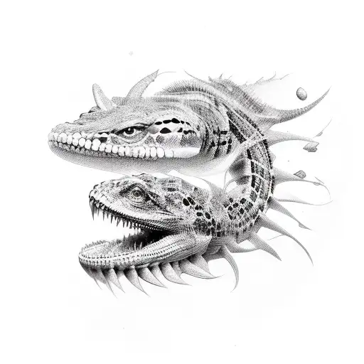 mutated humans crossed with reptiles tattoo design idea