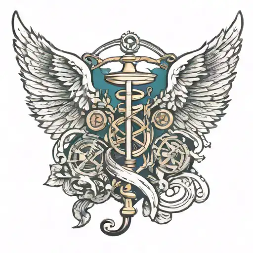 caduceus and HVAC gauges  tattoo design idea