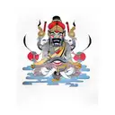 A fusion of Japanese and Indian culture with a tattoo of a Punjabi Sikh wearing an Oni mask tattoo design idea