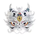 A fusion of Japanese and Indian culture with a tattoo of a Punjabi Sikh wearing an Oni mask tattoo design idea