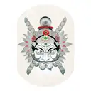 A fusion of Japanese and Indian culture with a tattoo of a Punjabi Sikh wearing an Oni mask tattoo design idea