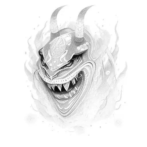 escarabajo con mascara oni  tattoo design idea