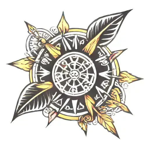 dharma wheel with arrow  tattoo design idea