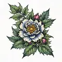 thistle rose holly flowers tattoo design idea