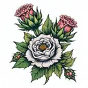 thistle rose holly flowers tattoo design idea